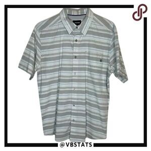 Large Marmot Gray-Blue-White Striped Cotton Blend SS Polo‎
